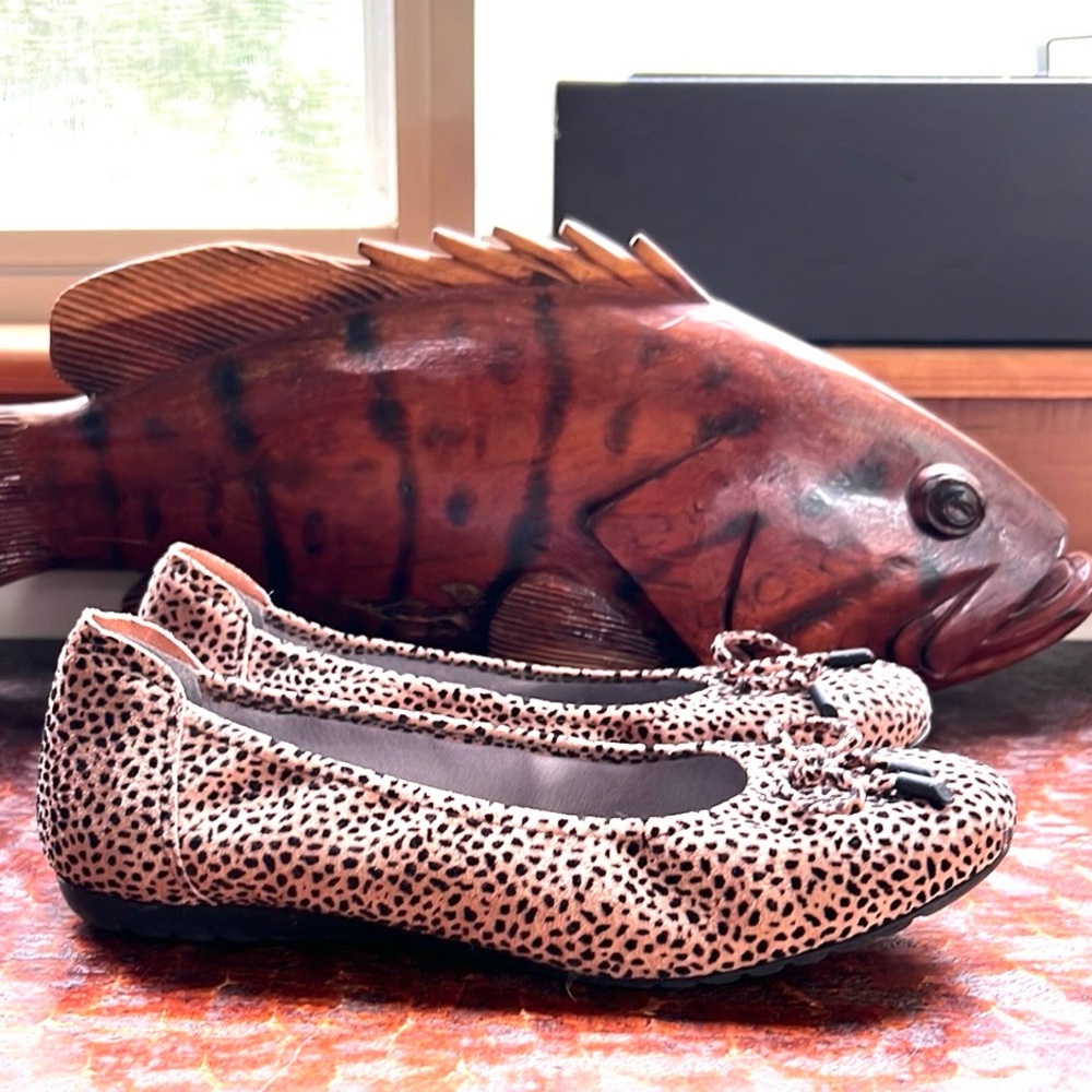 SABRINAS MADE IN SPAIN BALLET Flats Animal Print SHOES EU38 US 7-7.5 Bow Tie 🎁